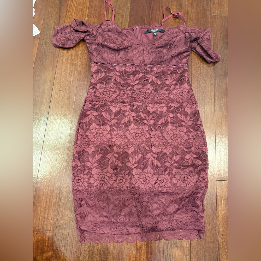 Guess Burgundy Lace Dress